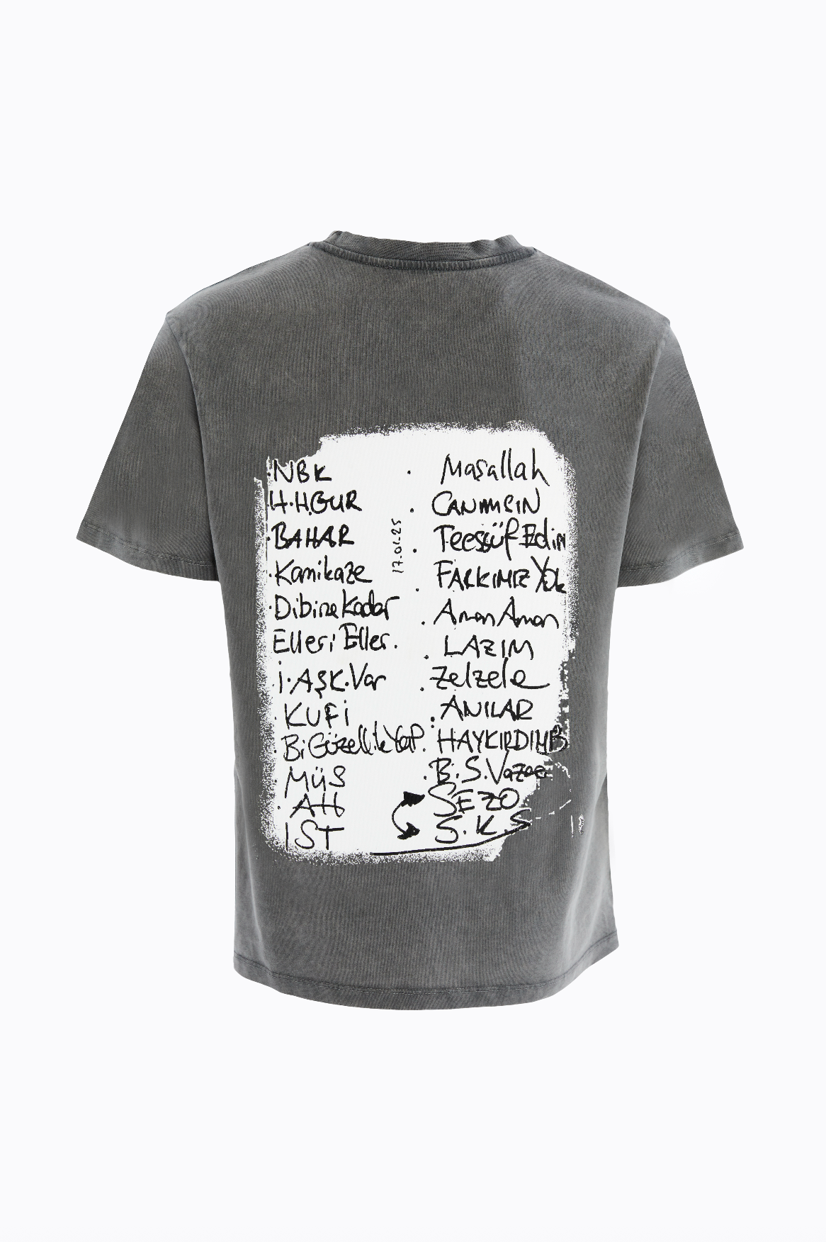 T-03 / Konser Setlist Oversize T-Shirt - Antrasit Gri Yıkanmış